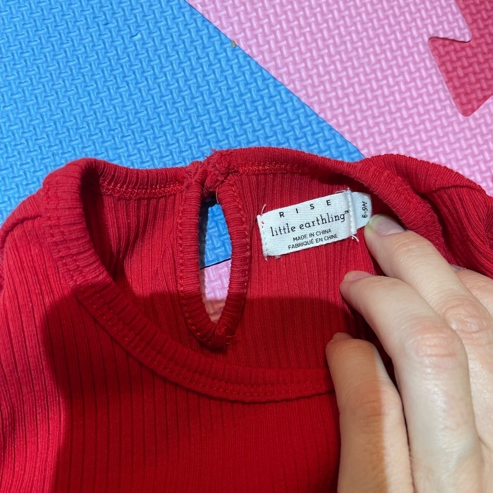 Little Earth Red Ribbed Baby Top - Picture 2 of 2